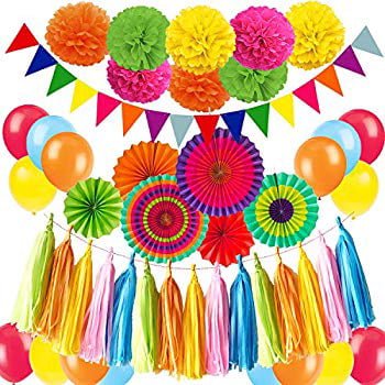 12X Paper Fans Mexican Fiesta Cinco de Mayo Wedding Birthday Carnival Kids Party